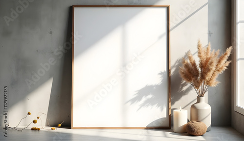 Elegant Poster Mockup with Natural Light and Minimalist Decor