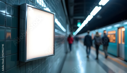 Modern Subway Station Poster Mockup with Dynamic Lighting