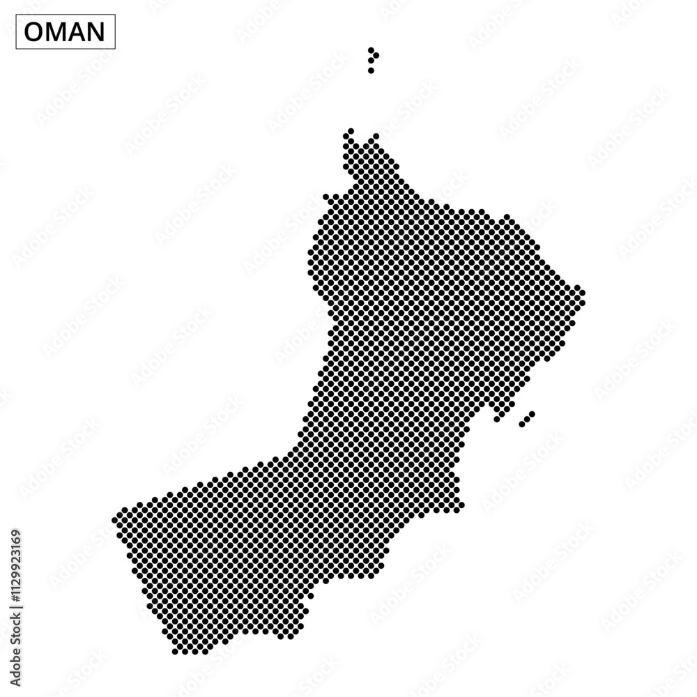 Obraz premium Map outline of Oman with dotted texture showcasing geographical features