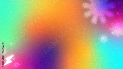 Flowing Multicolored Blended Gradient Paper with Decorations Light Background