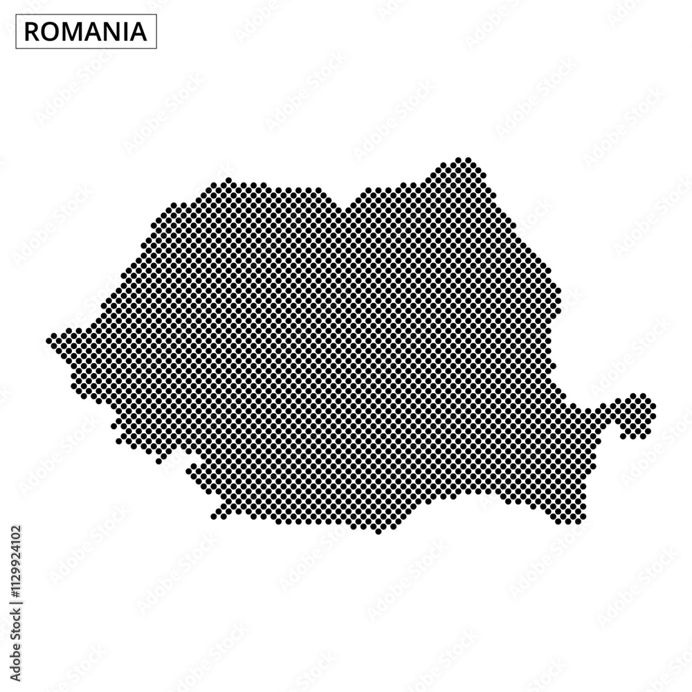 Creative dotted map representation of Romania highlighting its geography and shape Creative dotted map representation of Romania highlighting its geography and shape