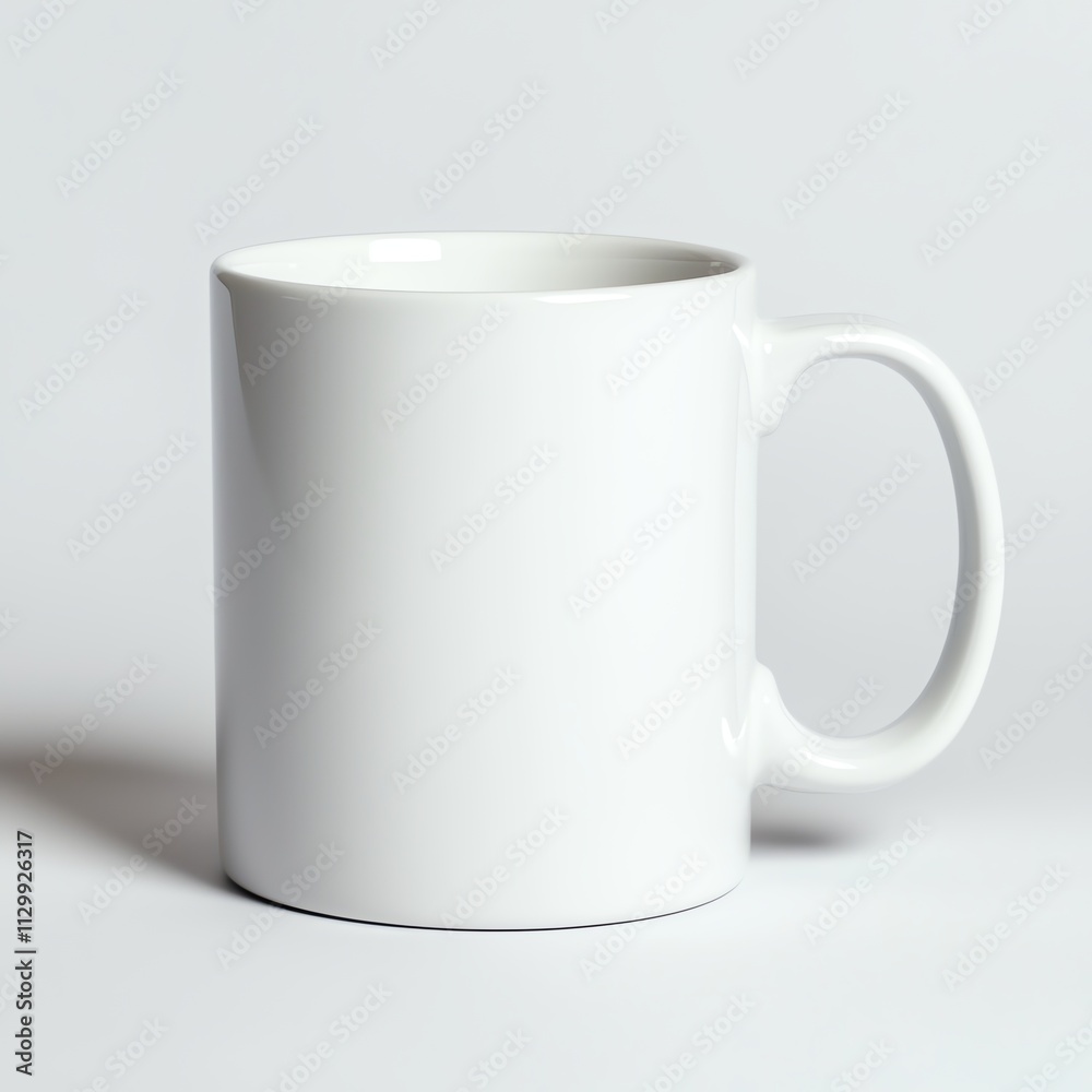 A plain white mug with a smooth finish, positioned on a neutral background, ideal for branding or customization. A plain white mug with a smooth finish, positioned on a neutral background, ideal for branding or customization.