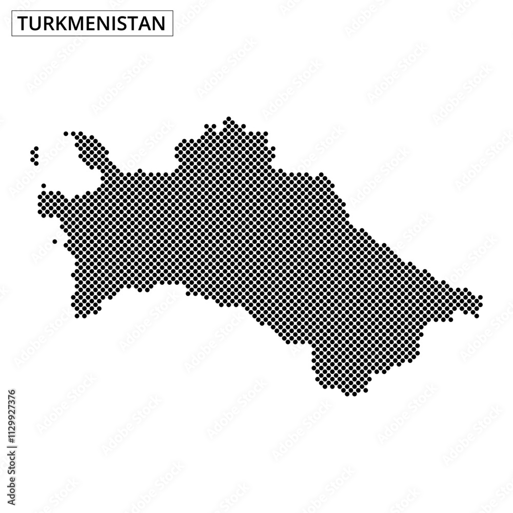 Obraz premium Outline of Turkmenistan displayed with dotted pattern on a textured background