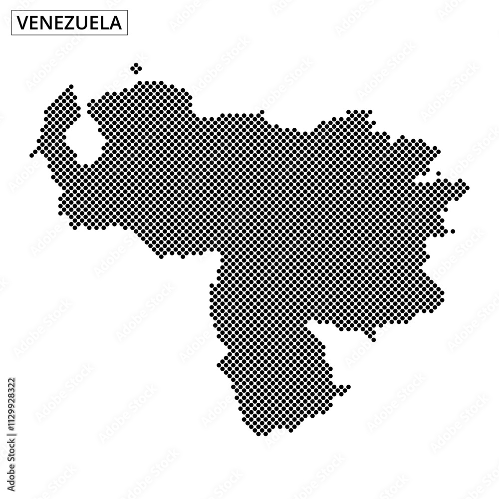 Map outline of Venezuela showing unique dotted design and geographical features Map outline of Venezuela showing unique dotted design and geographical features