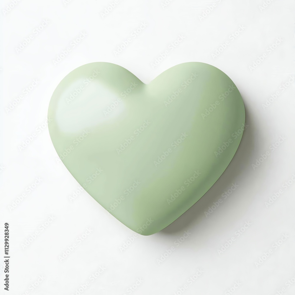 A smooth, pale green heart-shaped object resting on a light background, symbolizing love and tranquility. A smooth, pale green heart-shaped object resting on a light background, symbolizing love and tranquility.