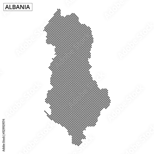 Unique dot pattern map representation of Albania showcasing its geographical outline