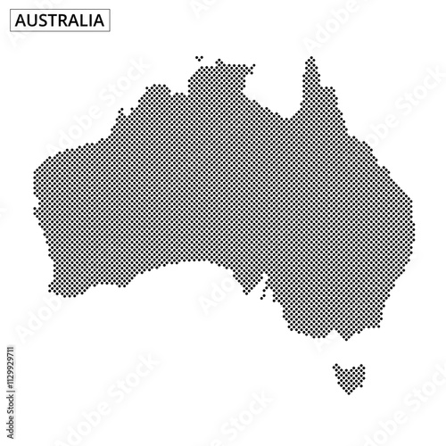 Australia map illustrated with dot patterns showcasing geographical features