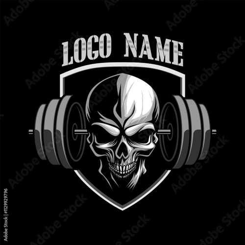 crossfit gym logo. skulls and barbells are perfect for fitness or gym workouts
