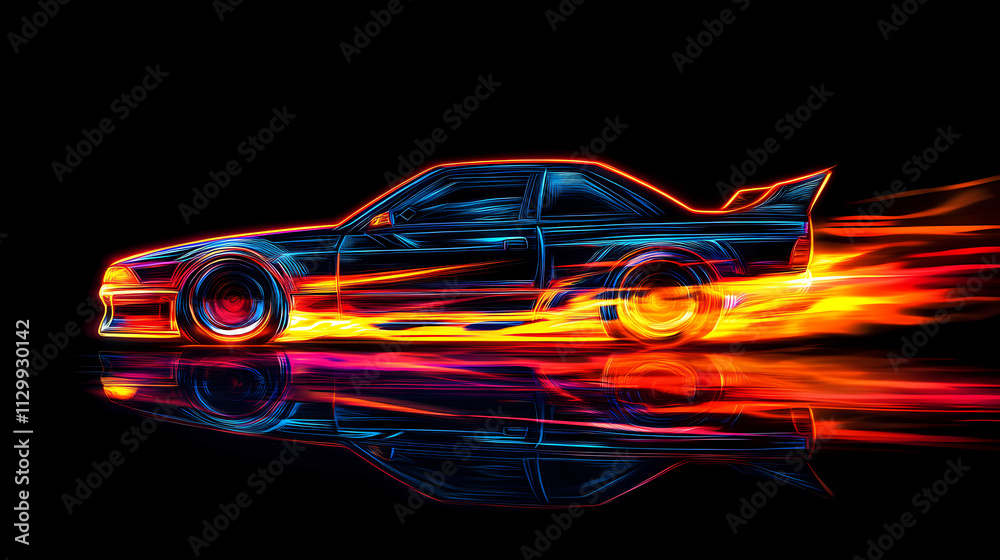 Neon drift car showcasing dynamic speed and futuristic power picture. Drift. Illustration Neon drift car showcasing dynamic speed and futuristic power picture. Drift. Illustration