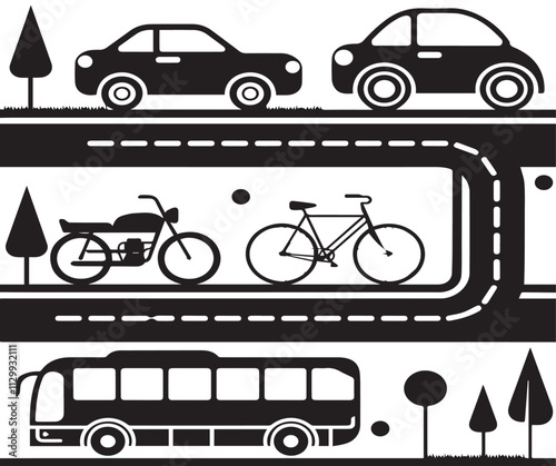 Various vehicles and transportation vector illustration