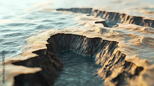 Geological 3d model simulating tectonic plate movements and continental drift. Drift. Illustration