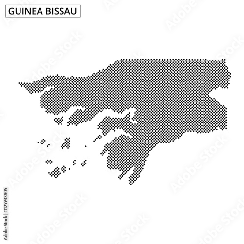 Unique dotted representation of Guinea Bissau highlighting its geographical features