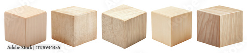 Wooden cubes isolated on transparent background