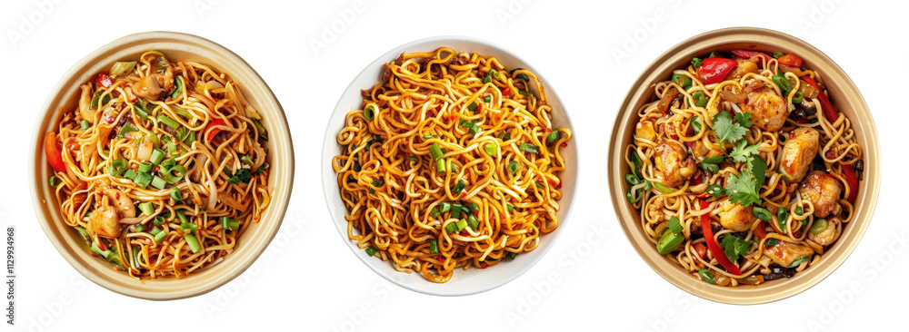 Bowls with noodles isolated on transparent background Bowls with noodles isolated on transparent background