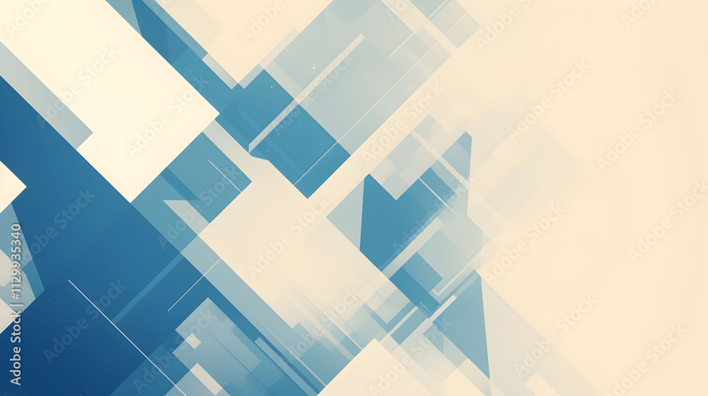 Naklejka premium Abstract Geometric Design Blue and Beige Shapes