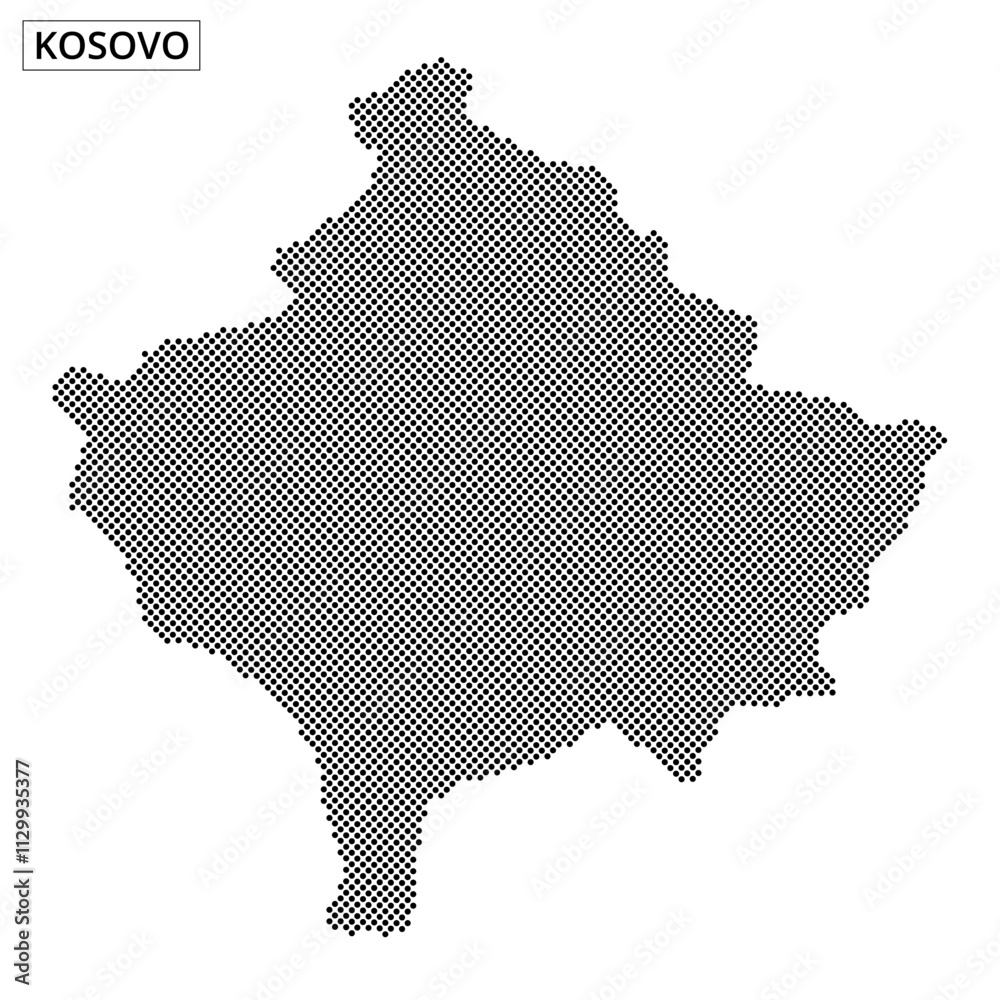 Outline of Kosovo in a dot style with geographical and artistic elements Outline of Kosovo in a dot style with geographical and artistic elements