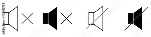 Mute set Icon Symbol white background.