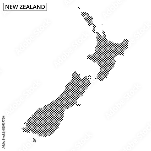 Design of New Zealand map highlighted with dot pattern