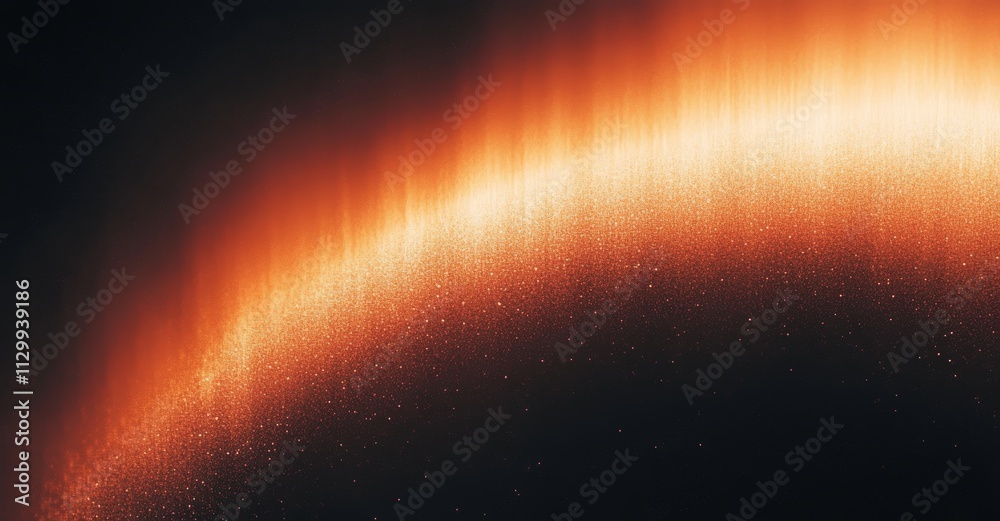 Obraz premium Glowing Nebula Orange Yellow Arc against Black Background Grainy Textured Abstract Cosmic Scene