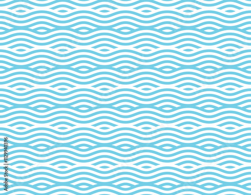 Abstract seamless pattern with light blue waves