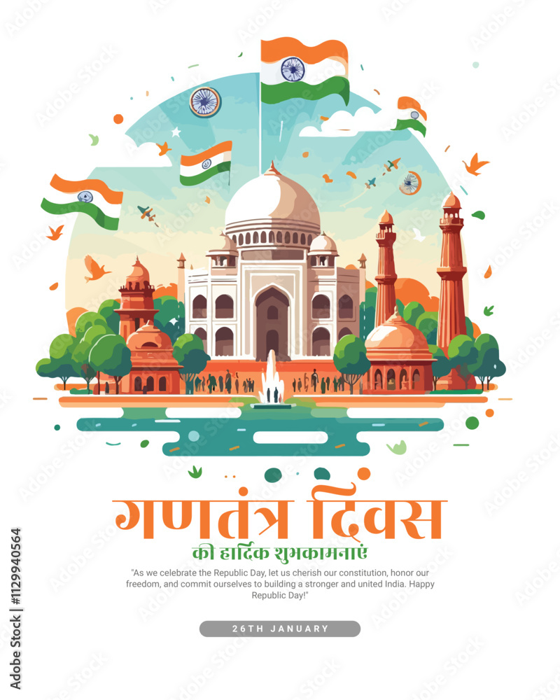 Obraz premium Happy Republic Day India on 26th January and Independence Day India Social media post banner