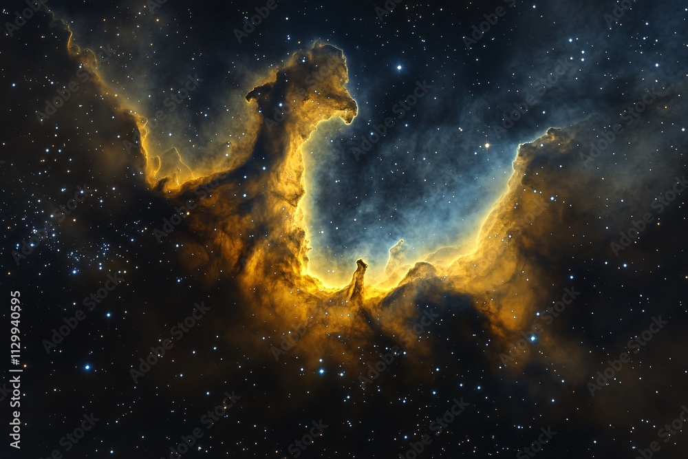 Fototapeta premium Stunning Cosmic Nebula With Fiery Colors In Deep Space