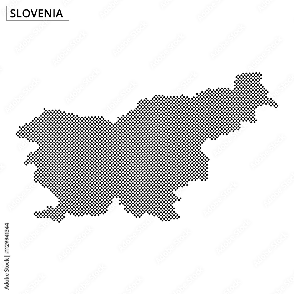 Map outline of Slovenia with dotted pattern and abstract background lines Map outline of Slovenia with dotted pattern and abstract background lines