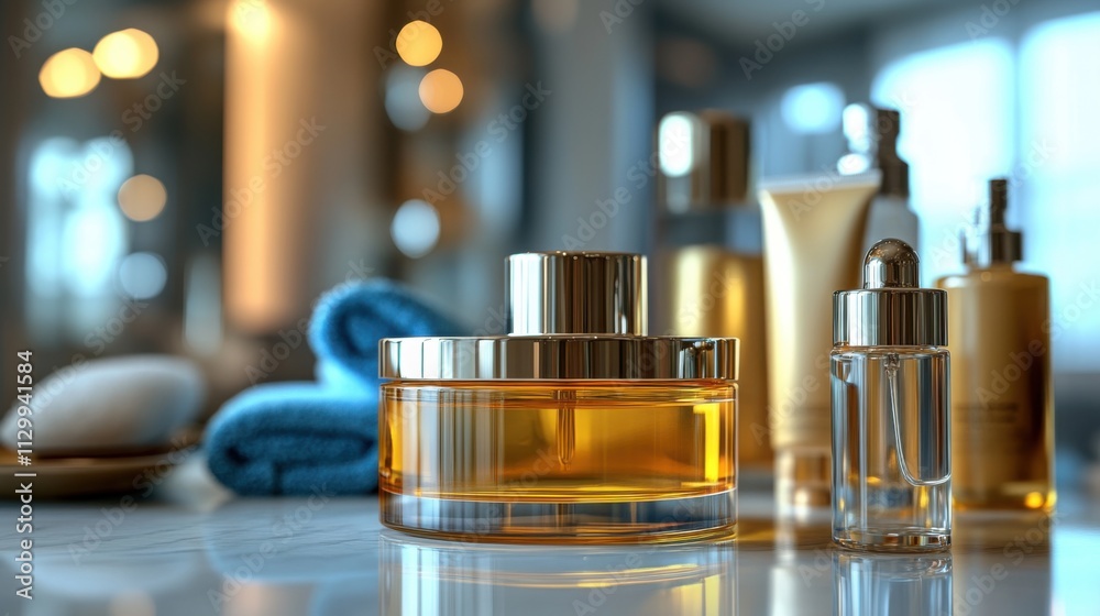 Luxurious Skincare Product Display Spa Setting Beauty Photography Modern Environment Close-Up View Pampering Concept for Self-Care Enthusiasts Luxurious Skincare Product Display Spa Setting Beauty Photography Modern Environment Close-Up View Pampering Concept for Self-Care Enthusiasts
