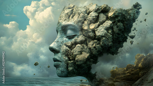 Stone Face Transforms Into A Surreal Seascape