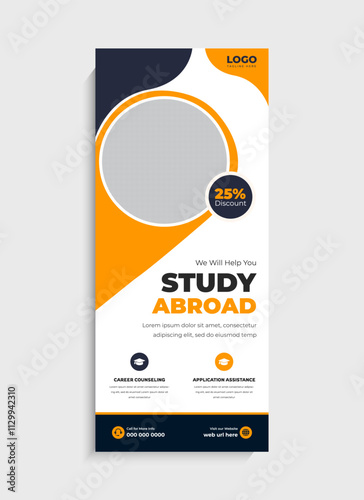 Study Abroad standee roll up banner template design