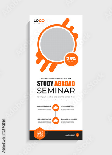 Study Abroad standee roll up banner template design