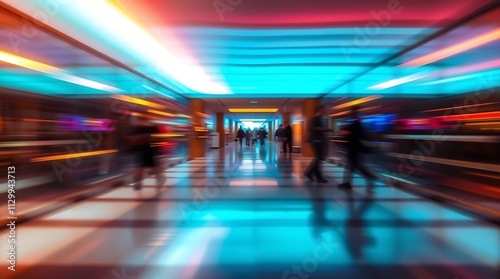 A beautiful motion blur of people walking during the morning rush hour, capturing the fast-paced nature of modern life.

