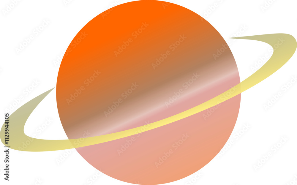 Naklejka premium saturn planet has marble color on the surface with thin ring around it. vector illustration 