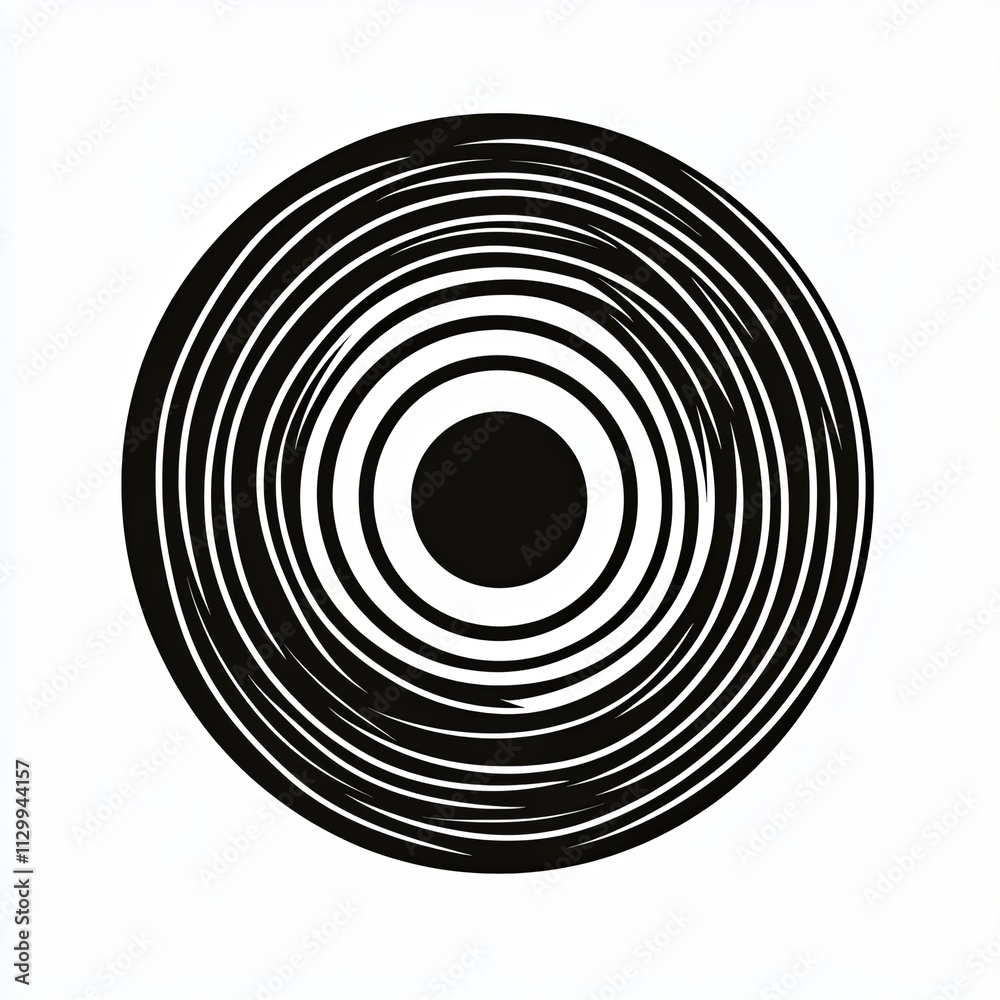 Minimalist black and white silhouette of an archery target, featuring refined stroke lines for a modern look, ideal for various applications Minimalist black and white silhouette of an archery target, featuring refined stroke lines for a modern look, ideal for various applications