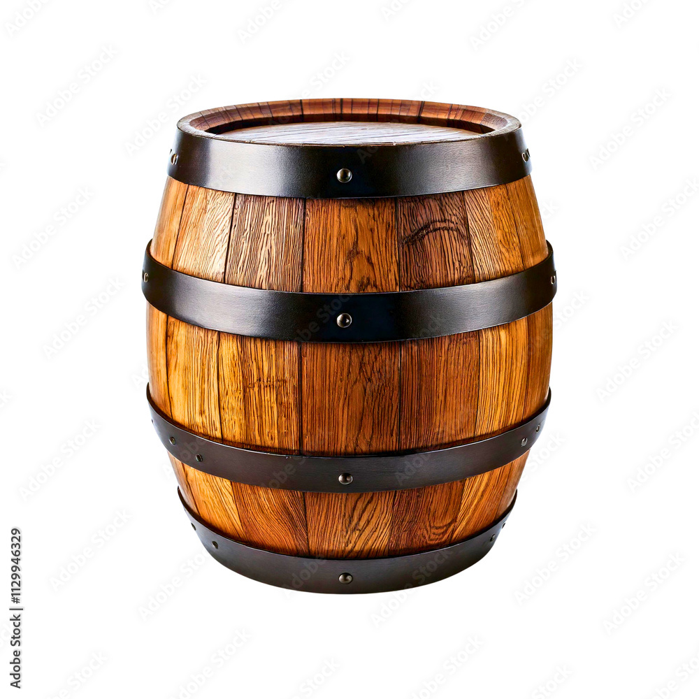 Fototapeta premium Classic wooden barrel used for storage and transportation of liquids