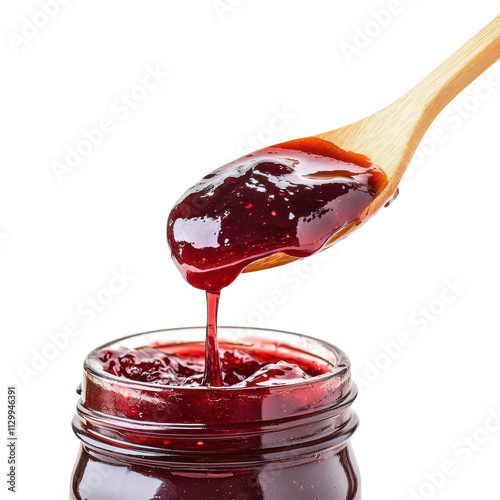 strawberries jam on isolated white background.