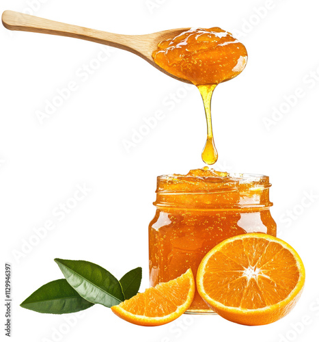 Orange jam on isolated white background.