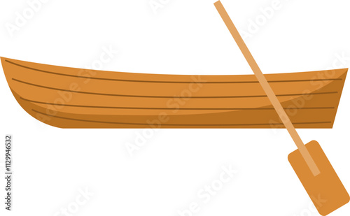 Vector Illustration of a Wooden Rowboat