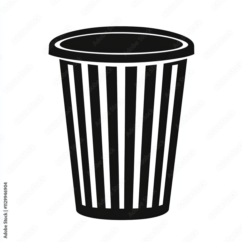 This minimalist design showcases a black and white silhouette of a bin, featuring abstract stroke lines that emphasize its contemporary style and function This minimalist design showcases a black and white silhouette of a bin, featuring abstract stroke lines that emphasize its contemporary style and function