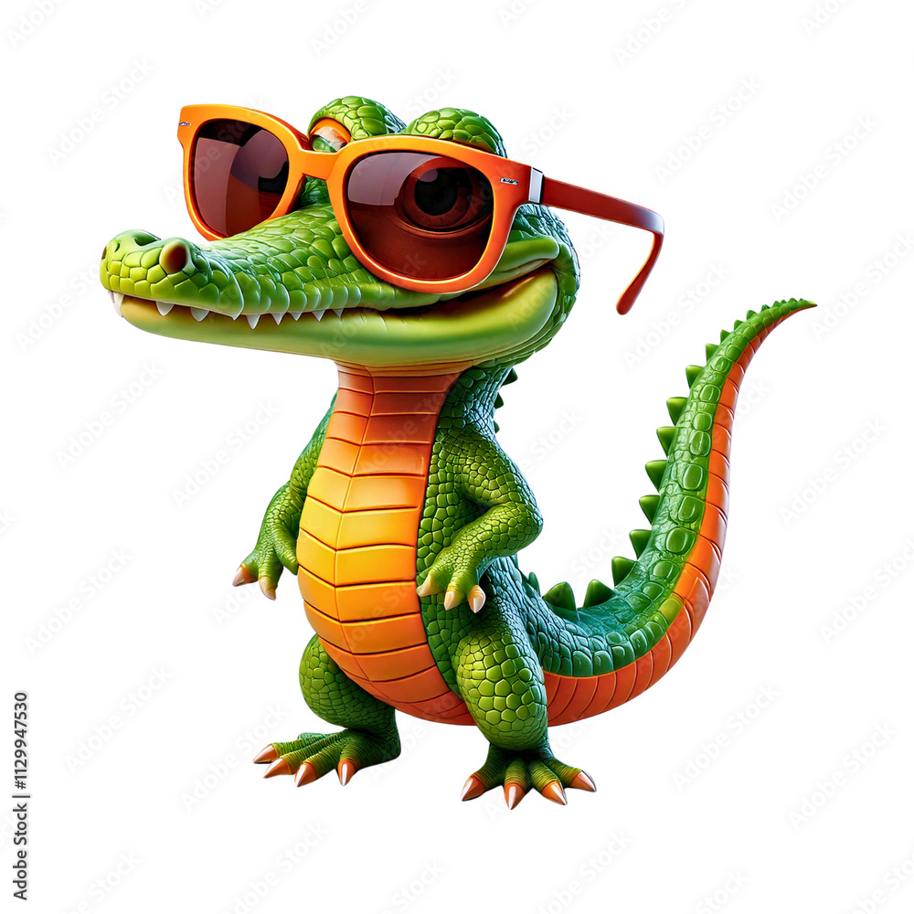 Fototapeta premium Cool Cartoon Gator with Sunglasses Trendy and Vibrant Style