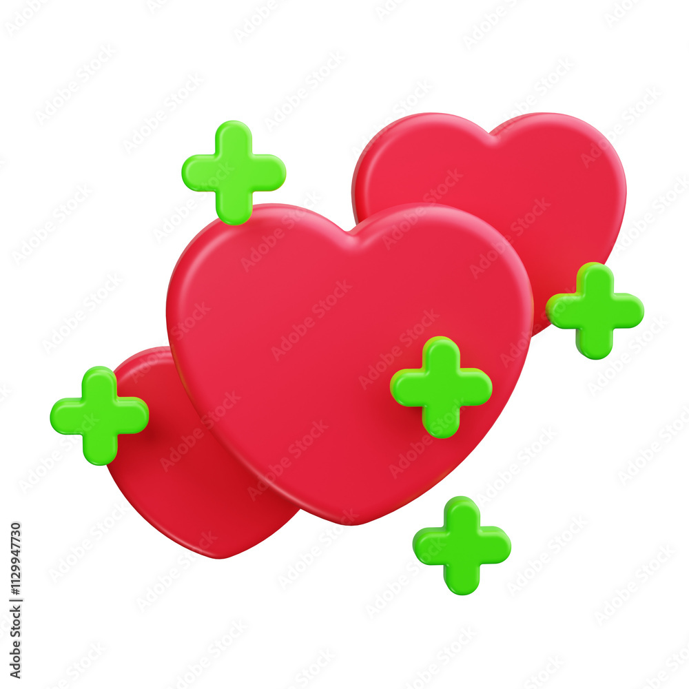 Obraz premium Heart 3d Render Icons