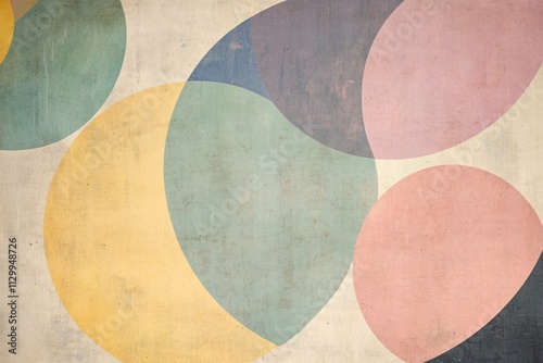 Abstract Geometric Shapes in Soft Pastel Colors on Textured Background