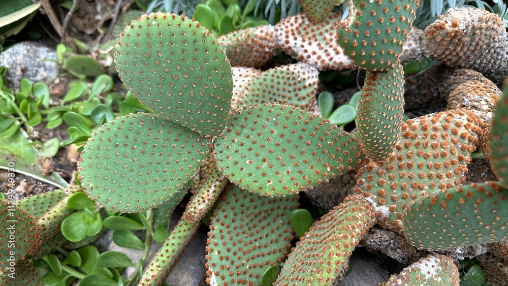 Opuntia microdasys Bunny Ears cactus close-up Opuntia microdasys Bunny Ears cactus close-up