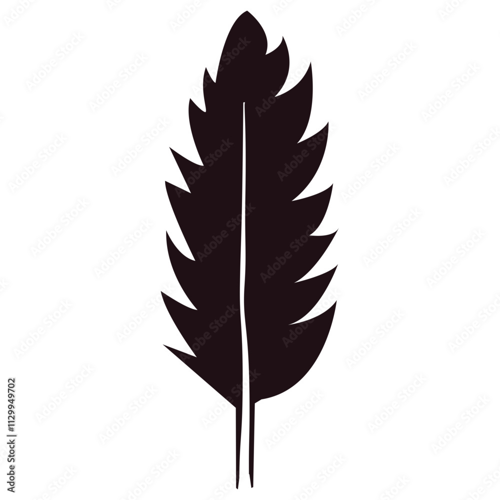 Bird Feather Silhouette Isolated on White Background. Vector Illustration Bird Feather Silhouette Isolated on White Background. Vector Illustration
