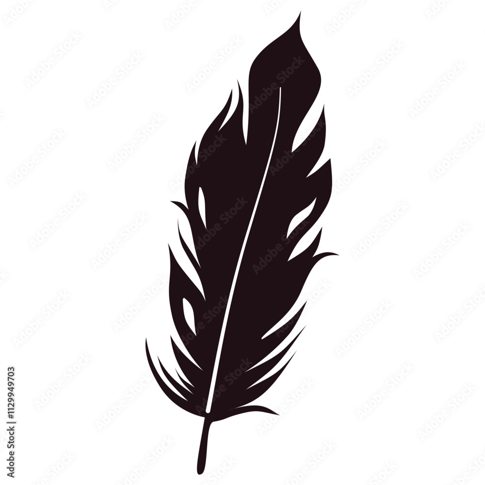 Obraz premium Bird Feather Silhouette Isolated on White Background. Vector Illustration