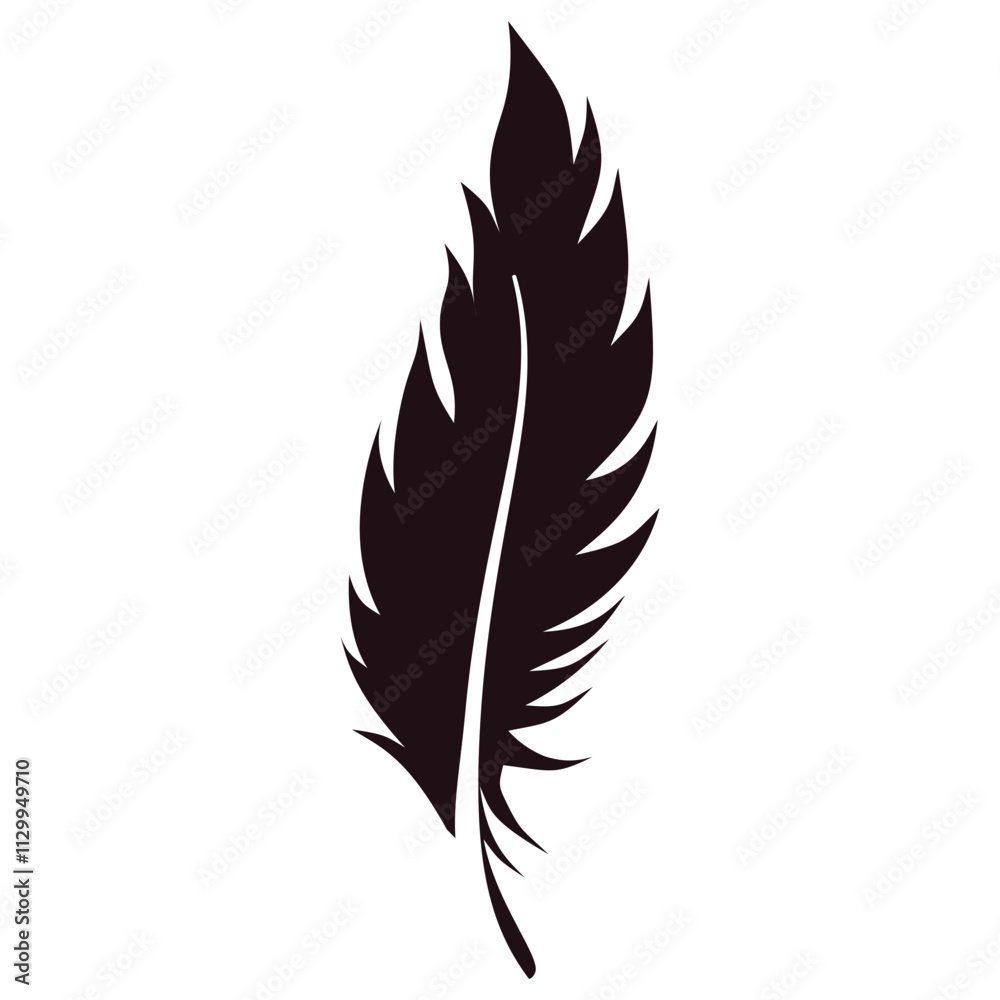 Obraz premium Bird Feather Silhouette Isolated on White Background. Vector Illustration