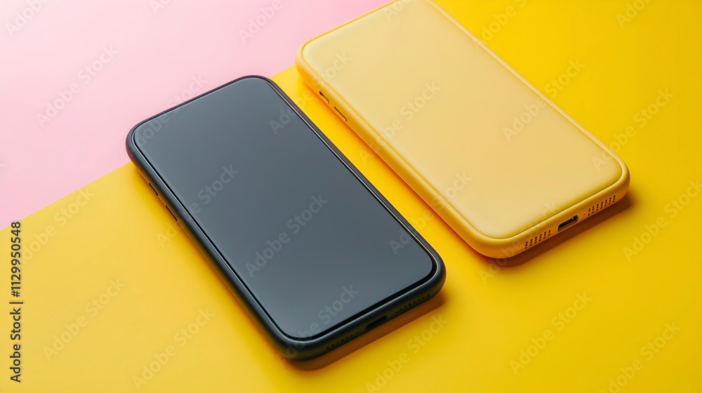 Fototapeta premium Modern Smartphones on Vibrant Background