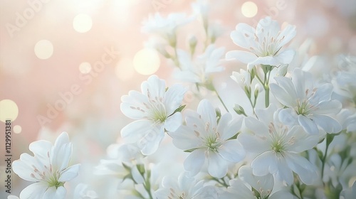 mourning white flowers soft bokeh background serene memorial tribute elegant beauty calmness delicate remembrance