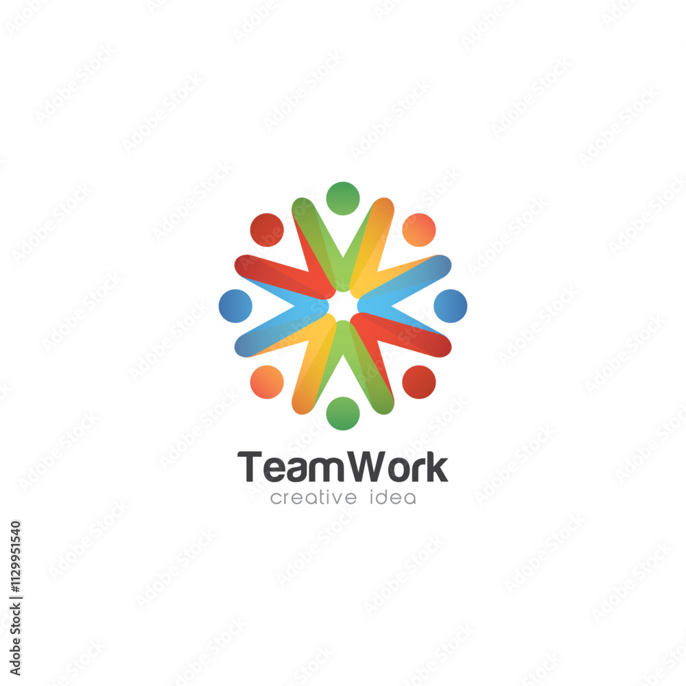 Creative Team Work Concept Logo Design Template