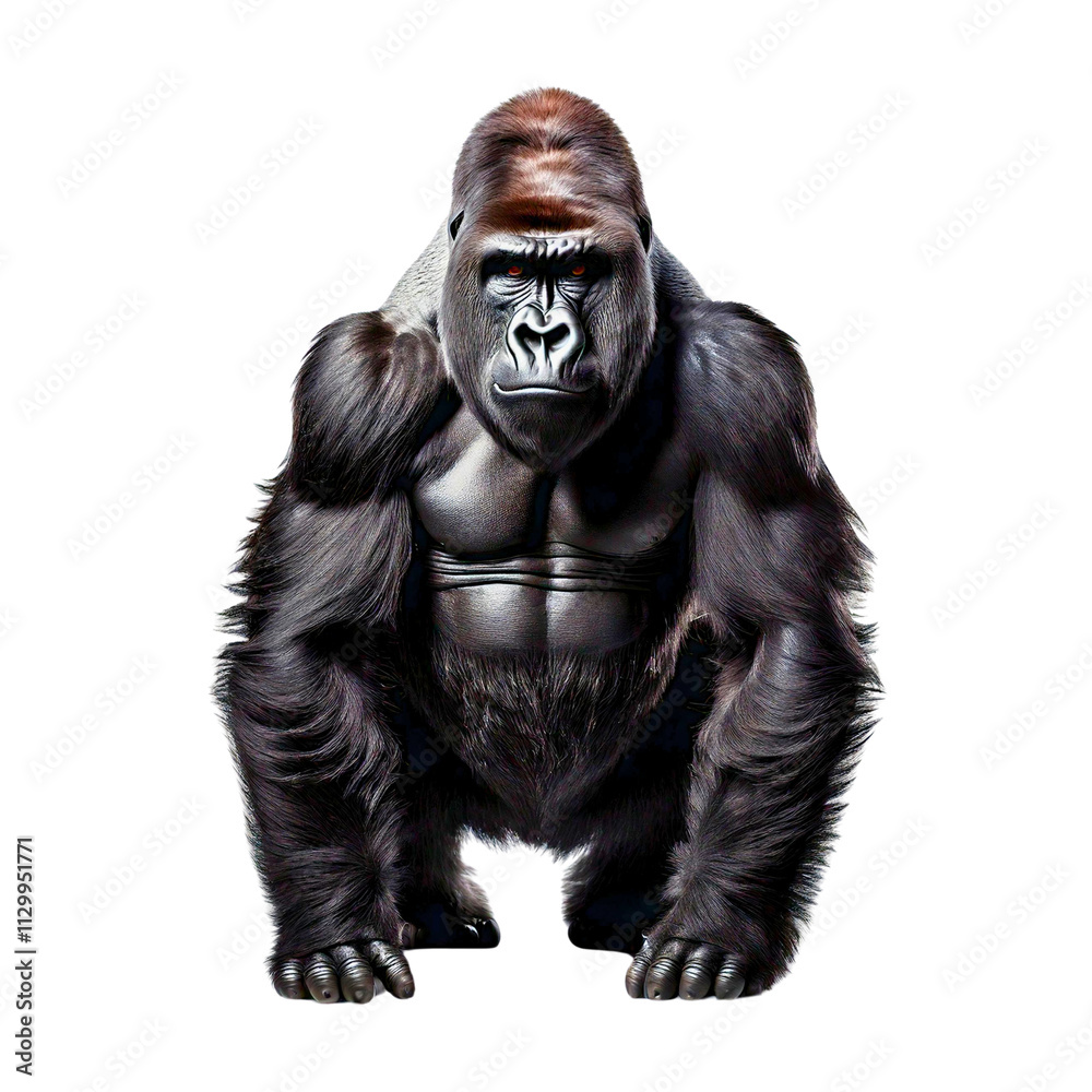Powerful gorilla in a strong pose showcasing its impressive physique in a natural manner Powerful gorilla in a strong pose showcasing its impressive physique in a natural manner